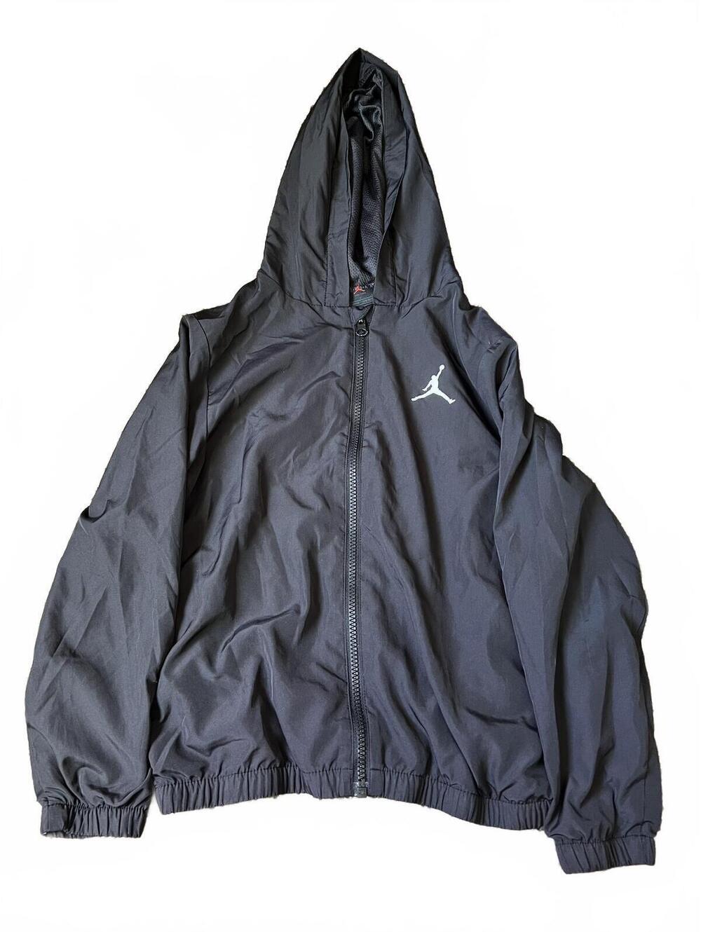 Jordan Black Hooded Windbreaker Jacket Size 8-10 YRS